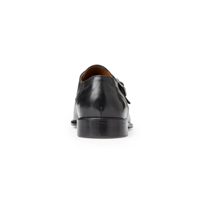 Bruno Magli Solero Classic Leather Single Monk StrapBlack Men Dress Shoes