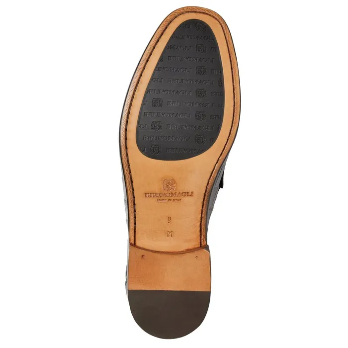 Bruno Magli Trieste Classic Moccasin Black Croc Men Dress Shoes