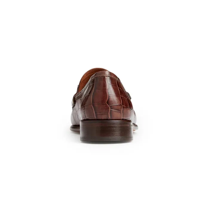Bruno Magli Trieste Classic Moccasin Brown Croc Men Dress Shoes