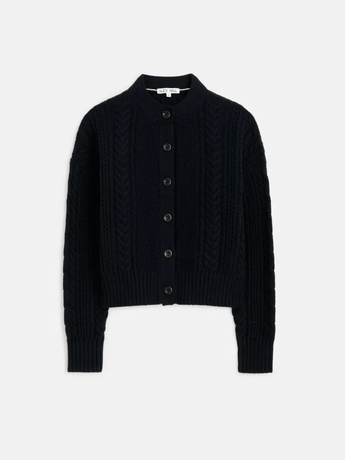 Cable Knit Nico Chunky Cardigan Black Women Alex Mill Sweaters