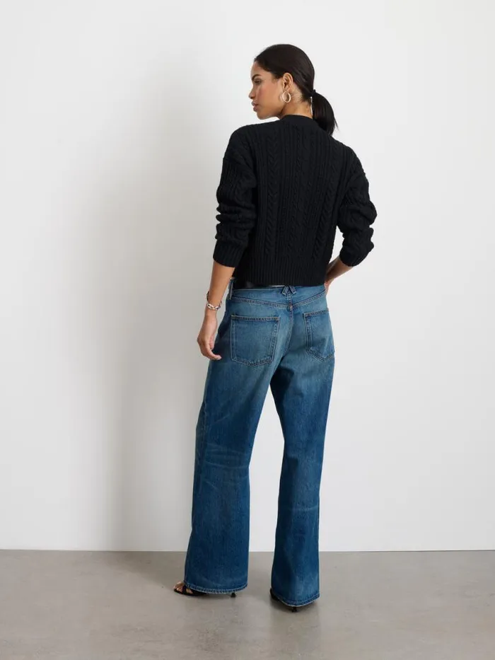 Cable Knit Nico Chunky Cardigan Black Women Alex Mill Sweaters