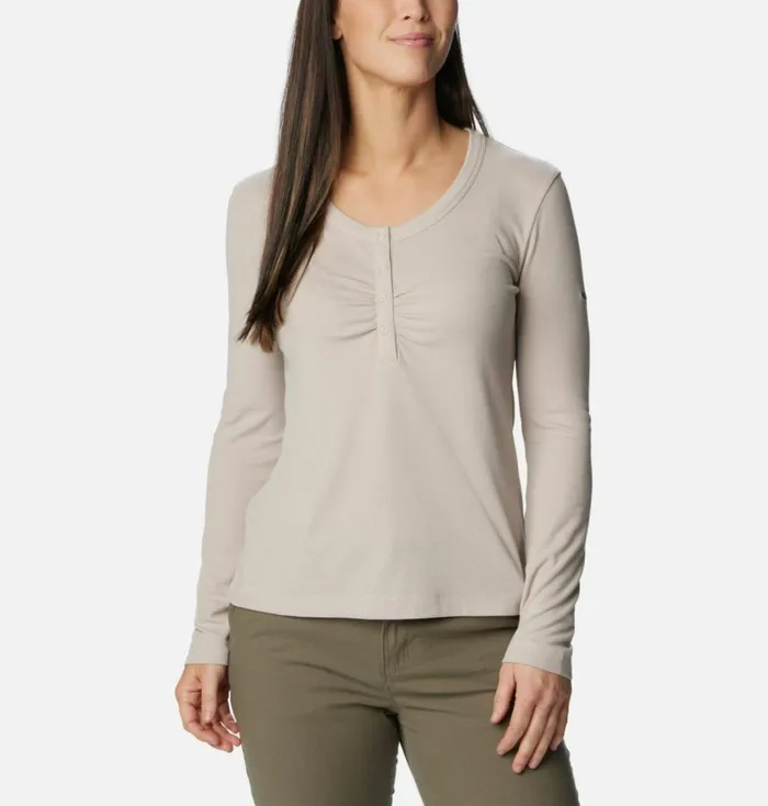 Calico Basin Ribbed Long Sleeve Shirt Dark Stone Womens Columbia Sportswear Long Sleeve Calico Basin Ribbed Long Sleeve Shirt Dark Stone Womens Columbia Sportswear Long Sleeve