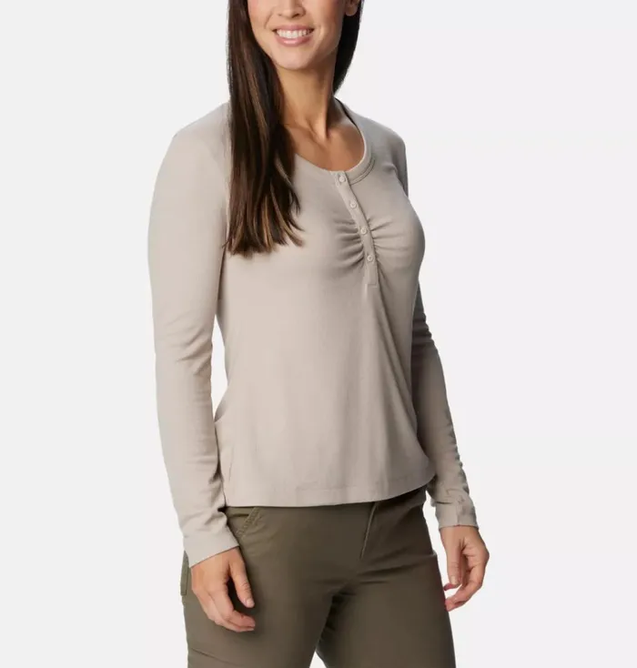 Calico Basin Ribbed Long Sleeve Shirt Dark Stone Womens Columbia Sportswear Long Sleeve Calico Basin Ribbed Long Sleeve Shirt Dark Stone Womens Columbia Sportswear Long Sleeve