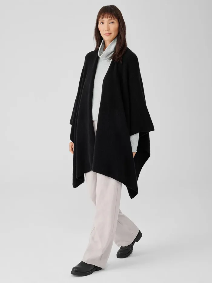 Cashmere Silk Bliss Serape Black Women Eileen Fisher Sweaters and Cardigans