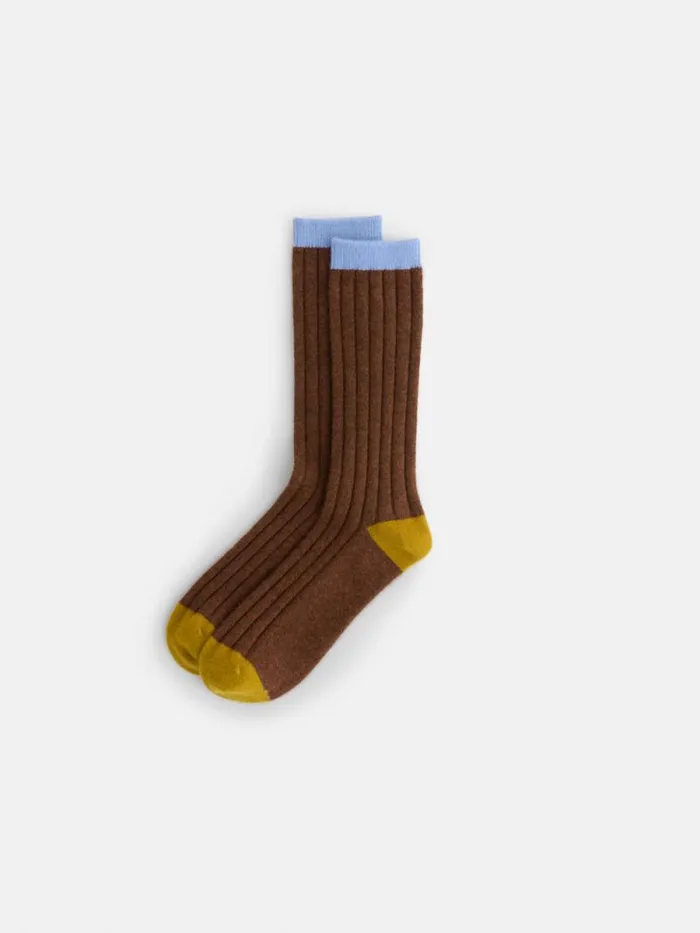 Cashmere Socks Chestnutgoldlight Blue Women Alex Mill Accessories