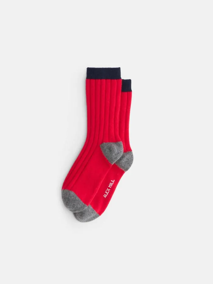 Cashmere Socks Redheather Greynavy Women Alex Mill Accessories
