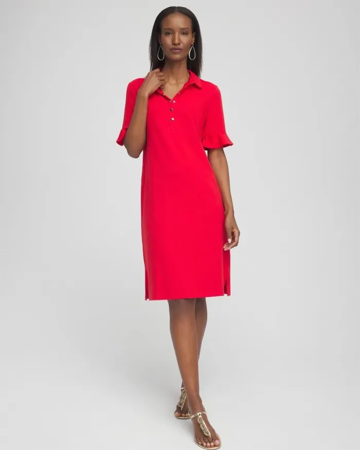 Chico039s Activewear Zenergy UPF Ruffle Sleeve Polo Dress Madeira Red 8211 Clothing Chico039s Activewear Zenergy UPF Ruffle Sleeve Polo Dress Madeira Red 8211 Clothing