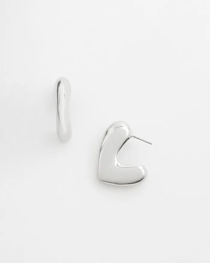 Chico039s Earrings No Droop Silver Tone Mini Hoops Silver 8211 Shoes and Accessories