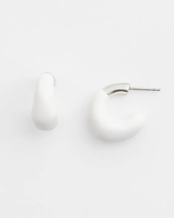 Chico039s Earrings No Droop White Mini Hoops White 8211 Shoes and Accessories