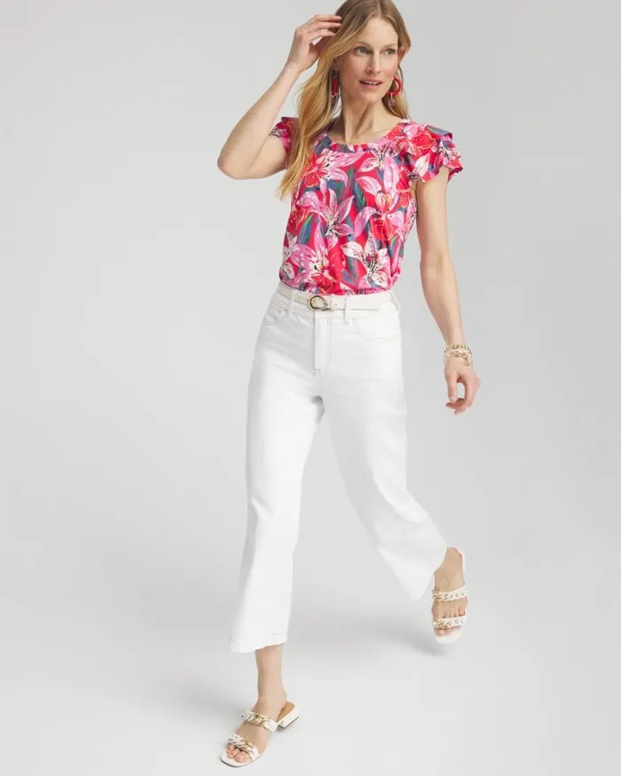 Chico039s Jeans and Denim Cropped Wide Leg Jeans Alabaster 8211 Clothing