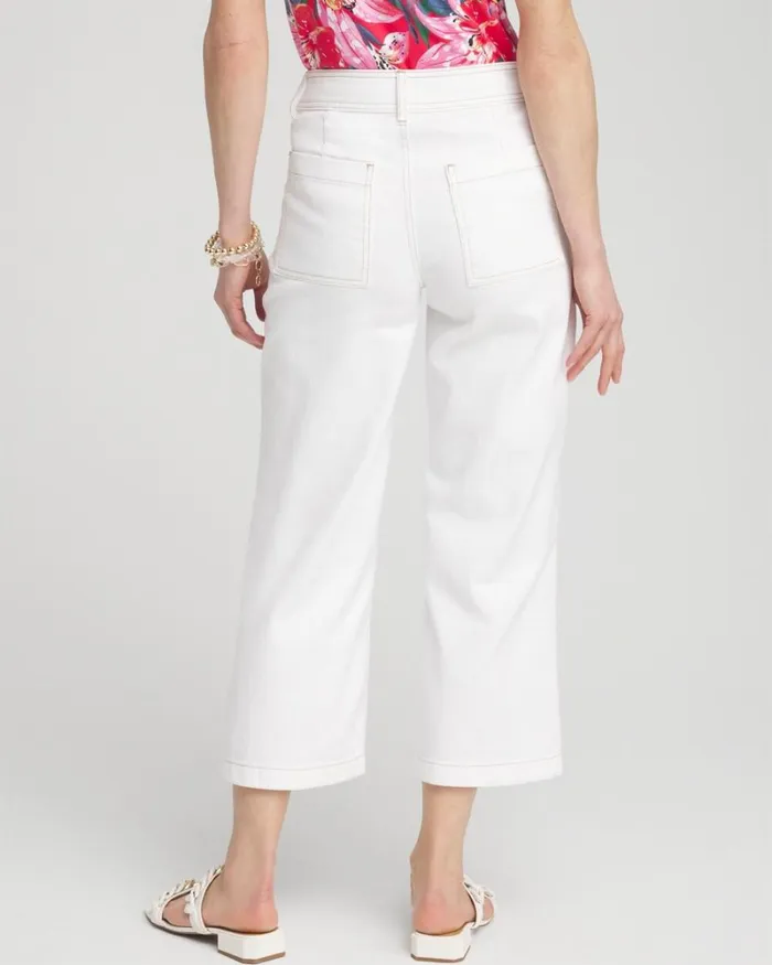 Chico039s Jeans and Denim Cropped Wide Leg Jeans Alabaster 8211 Clothing