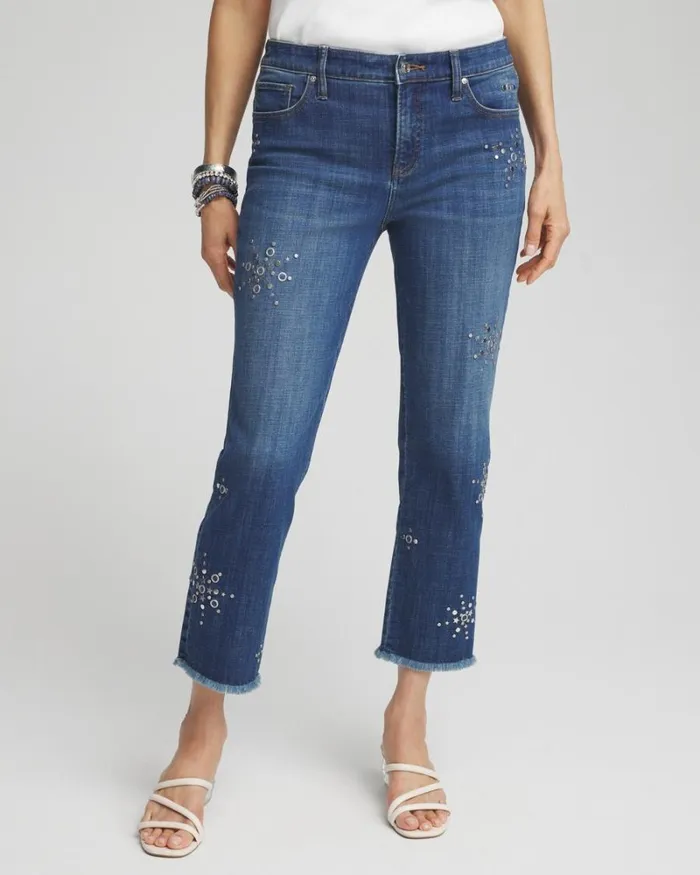 Chico039s Matching Sets Girlfriend Americana Fireworks Cropped Jeans Katina Indigo 8211 Clothing