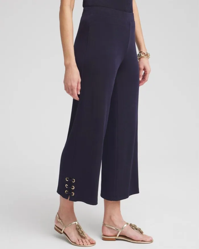 Chico039s Pants Travelers Lace Up Cropped Pants Travelers India Ink 8211 Clothing