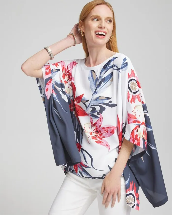 Chico039s Ponchos and Ruanas Floral Poncho Classic Navy 8211 Shoes and Accessories Chico039s Ponchos and Ruanas Floral Poncho Classic Navy 8211 Shoes and Accessories