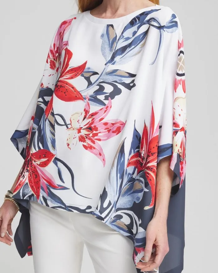 Chico039s Ponchos and Ruanas Floral Poncho Classic Navy 8211 Shoes and Accessories Chico039s Ponchos and Ruanas Floral Poncho Classic Navy 8211 Shoes and Accessories