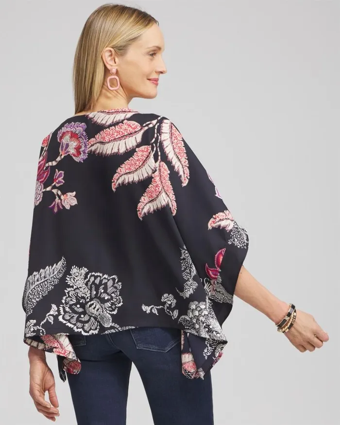 Chico039s Ponchos and Ruanas Ruffle Detail Floral Poncho Classic Navy 8211 Shoes and Accessories Chico039s Ponchos and Ruanas Ruffle Detail Floral Poncho Classic Navy 8211 Shoes and Accessories