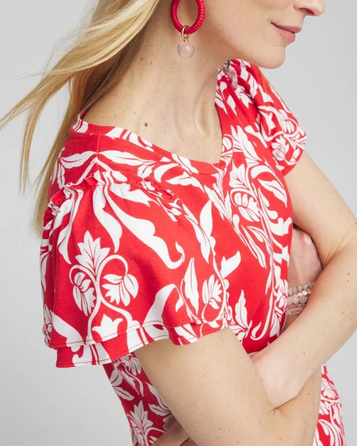 Chico039s Tees Red Ruffle Sleeve Tee Watermelon Punch 8211 Clothing