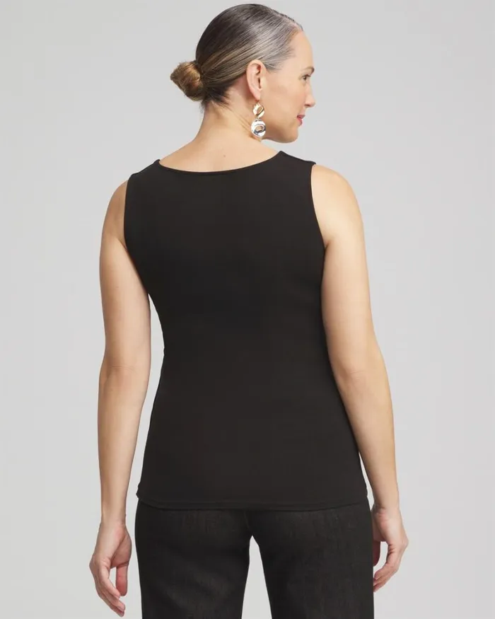 Chico039s Tops Contour Cotton Square Neck Tank Black 8211 Clothing