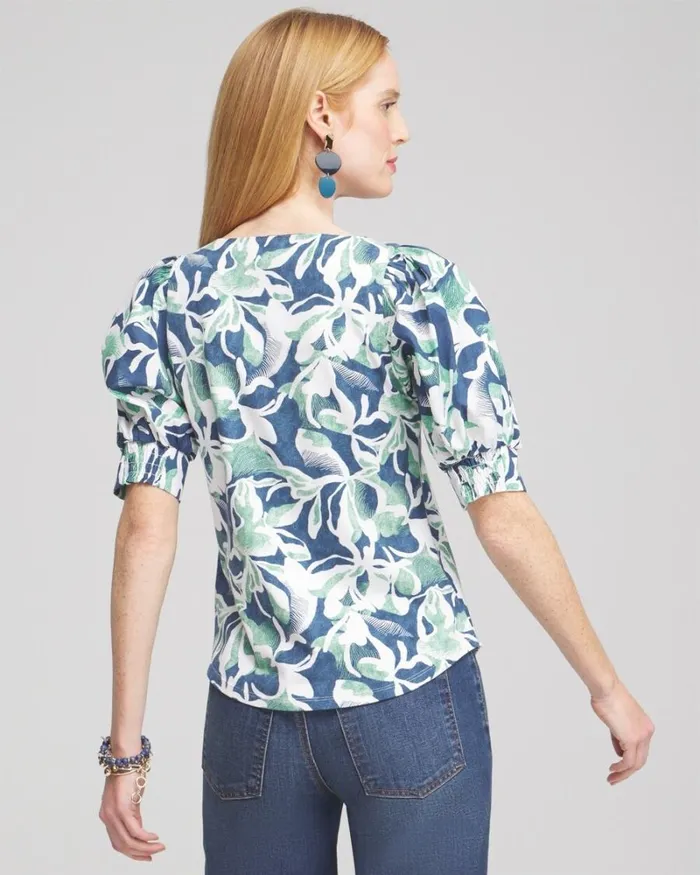 Chico039s Tops Floral Square Neck Top Twisted Ivy 8211 Clothing