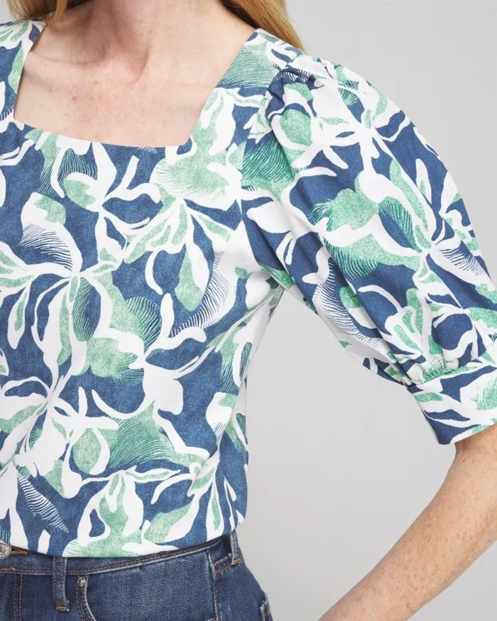 Chico039s Tops Floral Square Neck Top Twisted Ivy 8211 Clothing
