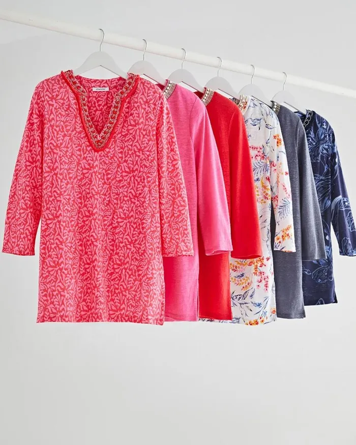 Chico039s Tops Linen Nautical Embellished Tunic Watermelon Punch 8211 Clothing Chico039s Tops Linen Nautical Embellished Tunic Watermelon Punch 8211 Clothing