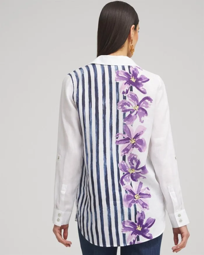 Chico039s Tops No Iron Linen Mixed Print Tunic Parisian Purple 8211 Clothing Chico039s Tops No Iron Linen Mixed Print Tunic Parisian Purple 8211 Clothing