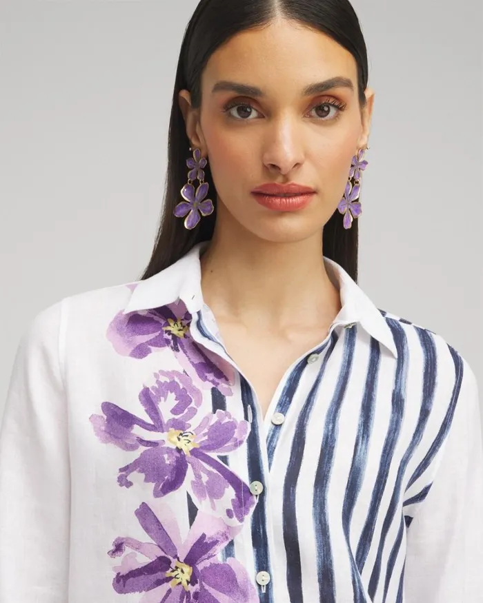 Chico039s Tops No Iron Linen Mixed Print Tunic Parisian Purple 8211 Clothing Chico039s Tops No Iron Linen Mixed Print Tunic Parisian Purple 8211 Clothing