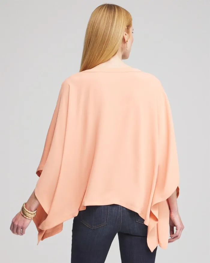 Chico039s Tops Pleated Vneck Poncho Pink Clay 8211 Clothing