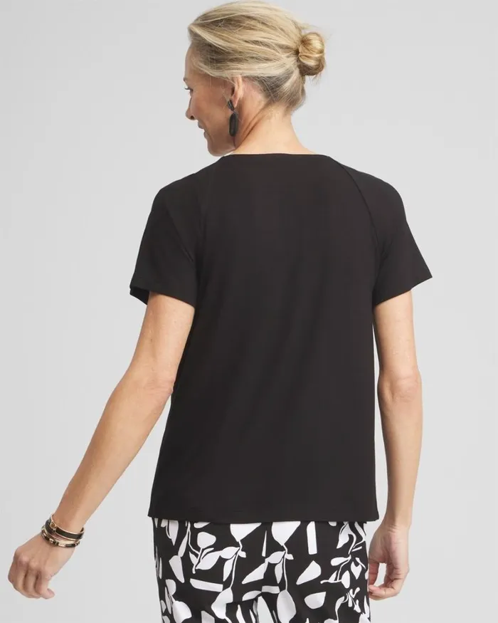 Chico039s Tops Touch Of Cool Smocked Top Black 8211 Clothing
