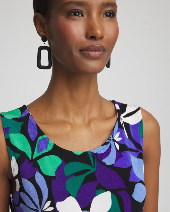Chico039s Tops Travelers Floral Reversible Tank Purple Nightshade 8211 Clothing