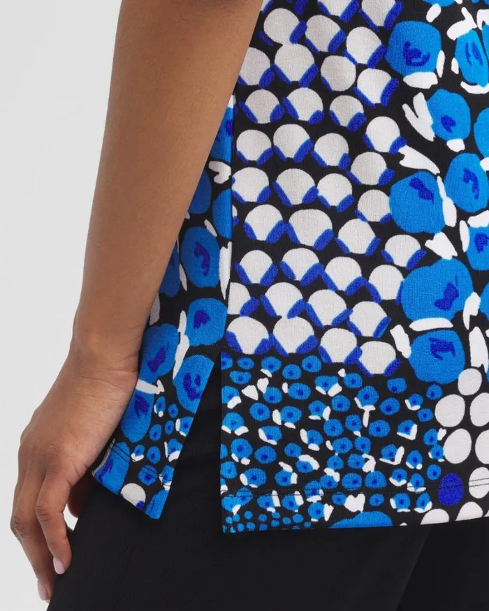 Chico039s Tops Travelers Mixed Dots Tunic Intense Azure 8211 Clothing