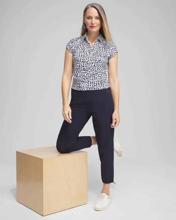 Chico039s Tops Zenergy UPF Square Cap Sleeve Polo Classic Navy 8211 Clothing Chico039s Tops Zenergy UPF Square Cap Sleeve Polo Classic Navy 8211 Clothing