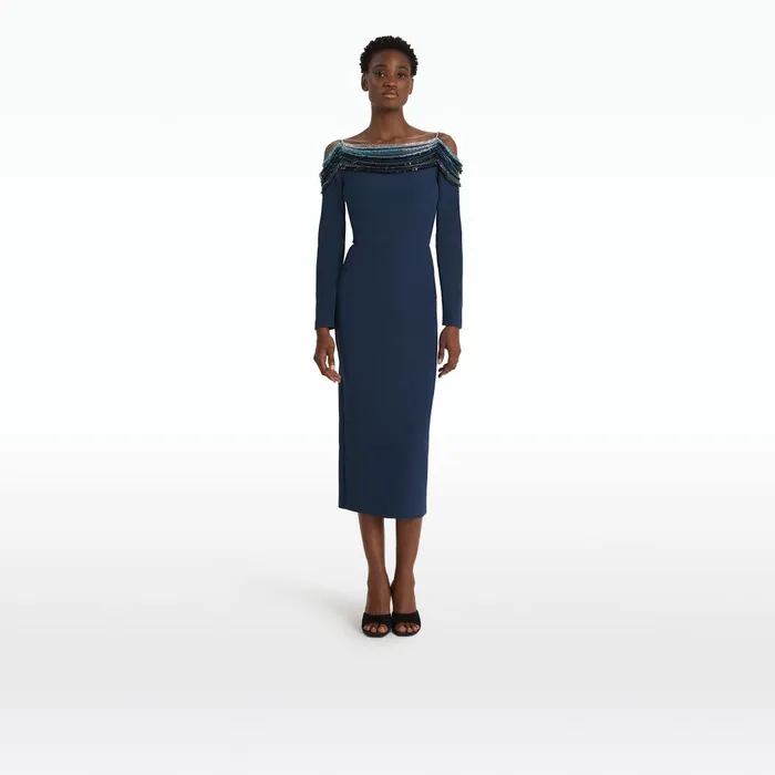 Christiana Moonlit Ocean Midi Dress Women Safiyaa Dresses