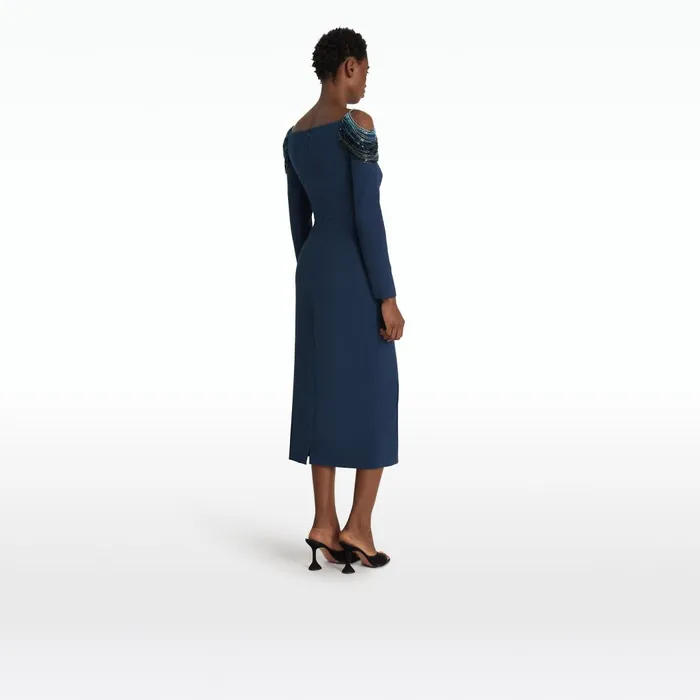 Christiana Moonlit Ocean Midi Dress Women Safiyaa Dresses