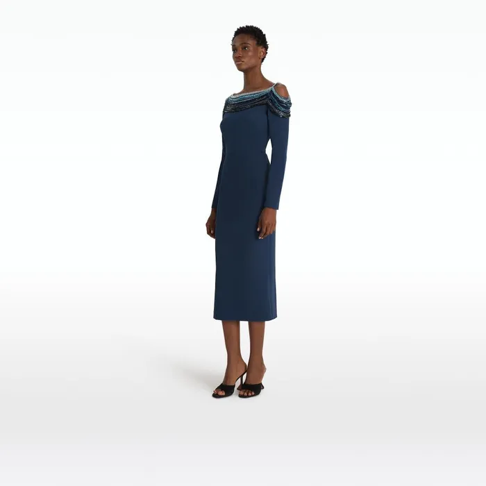 Christiana Moonlit Ocean Midi Dress Women Safiyaa Dresses