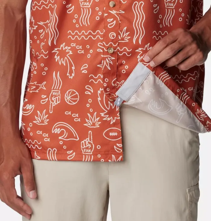 Collegiate PFG Super Slack Tide Shirt 8211 Texas Tex 8211 Cedar Fish Fan Print Mens Columbia Sportswear Short Sleeve Collegiate PFG Super Slack Tide Shirt 8211 Texas Tex 8211 Cedar Fish Fan Print Mens Columbia Sportswear Short Sleeve