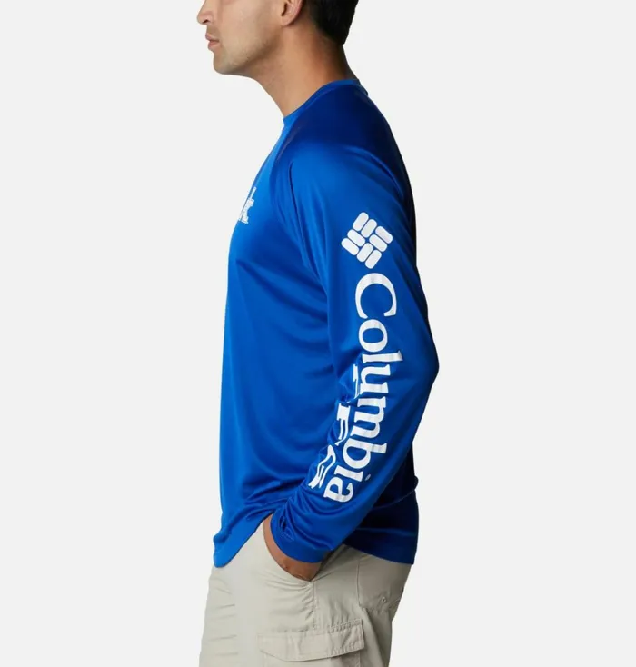 Collegiate PFG Terminal Tackle Long Sleeve Shirt 8211 Kentucky Uk 8211 Azul White Mens Columbia Sportswear Long Sleeve Collegiate PFG Terminal Tackle Long Sleeve Shirt 8211 Kentucky Uk 8211 Azul White Mens Columbia Sportswear Long Sleeve