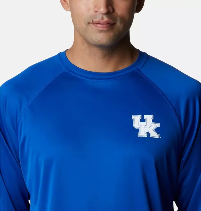 Collegiate PFG Terminal Tackle Long Sleeve Shirt 8211 Kentucky Uk 8211 Azul White Mens Columbia Sportswear Long Sleeve Collegiate PFG Terminal Tackle Long Sleeve Shirt 8211 Kentucky Uk 8211 Azul White Mens Columbia Sportswear Long Sleeve