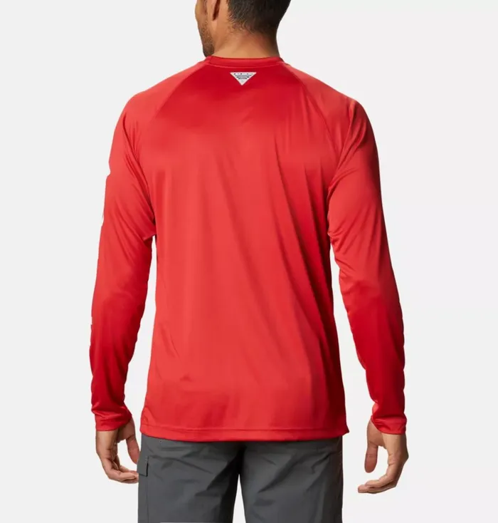 Collegiate PFG Terminal Tackle Long Sleeve Shirt 8211 Ohio State Os 8211 Intense Red White Mens Columbia Sportswear Long Sleeve Collegiate PFG Terminal Tackle Long Sleeve Shirt 8211 Ohio State Os 8211 Intense Red White Mens Columbia Sportswear Long Sleeve