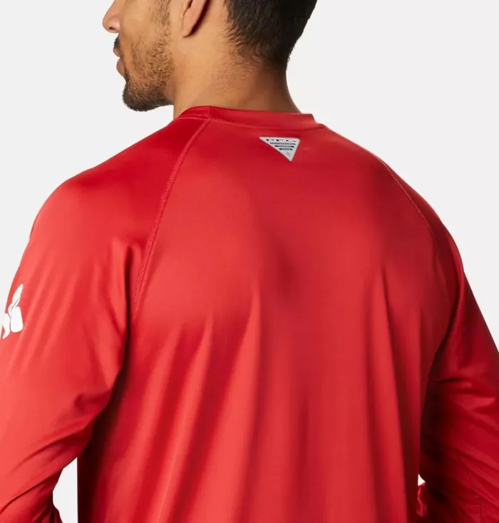 Collegiate PFG Terminal Tackle Long Sleeve Shirt 8211 Ohio State Os 8211 Intense Red White Mens Columbia Sportswear Long Sleeve Collegiate PFG Terminal Tackle Long Sleeve Shirt 8211 Ohio State Os 8211 Intense Red White Mens Columbia Sportswear Long Sleeve