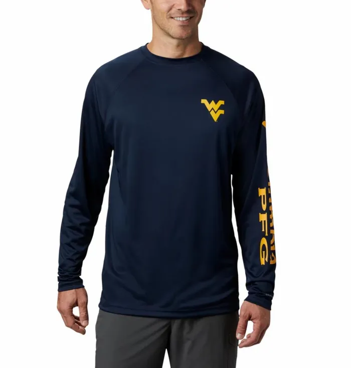 Collegiate PFG Terminal Tackle Long Sleeve Shirt 8211 Tall 8211 West Virginia Wv 8211 Collegiate Navy Mlb Gold Mens Columbia Sportswear Long Sleeve Collegiate PFG Terminal Tackle Long Sleeve Shirt 8211 Tall 8211 West Virginia Wv 8211 Collegiate Navy Mlb Gold Mens Columbia Sportswear Long Sleeve