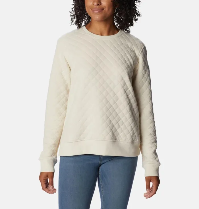 Columbia Lodge Quilted Crew Sweatshirt Chalk Womens Columbia Sportswear Pullovers and Tops Columbia Lodge Quilted Crew Sweatshirt Chalk Womens Columbia Sportswear Pullovers and Tops