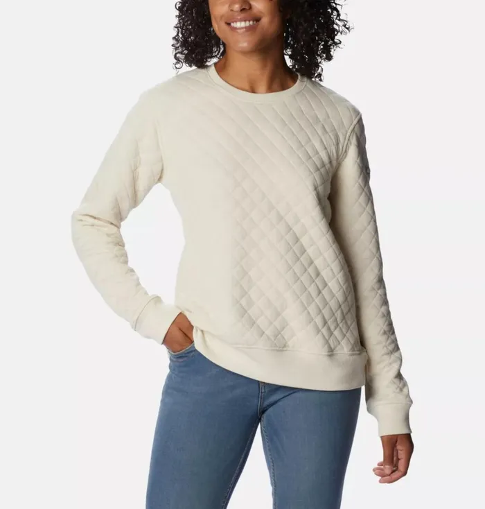 Columbia Lodge Quilted Crew Sweatshirt Chalk Womens Columbia Sportswear Pullovers and Tops Columbia Lodge Quilted Crew Sweatshirt Chalk Womens Columbia Sportswear Pullovers and Tops