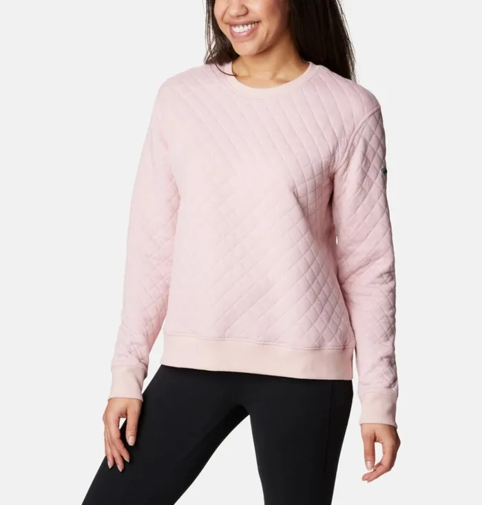 Columbia Lodge Quilted Crew Sweatshirt Dusty Pink Womens Columbia Sportswear Pullovers and Tops Columbia Lodge Quilted Crew Sweatshirt Dusty Pink Womens Columbia Sportswear Pullovers and Tops