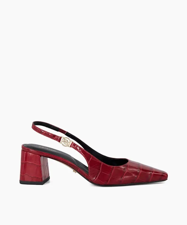 Contact Red Chisel Toe Block Heel Slingback Court Shoes Dune London Red Women Dune London Heels