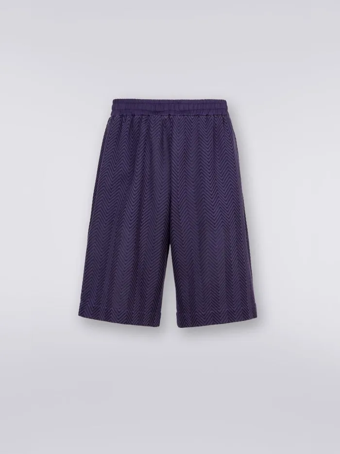 Cotton And Viscose Blend Bermuda Shorts With Zigzag Working Pink Men Missoni Trousers