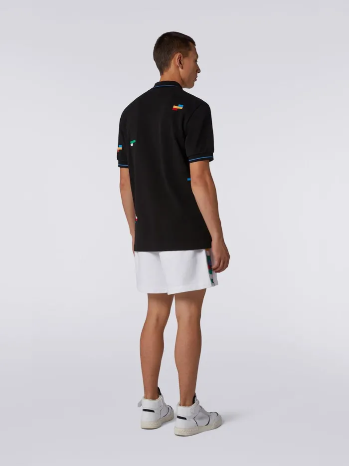 Cotton And Viscose Jersey Shorts With Knitted Bands White and Multicoloured Heritage Men Missoni Sport
