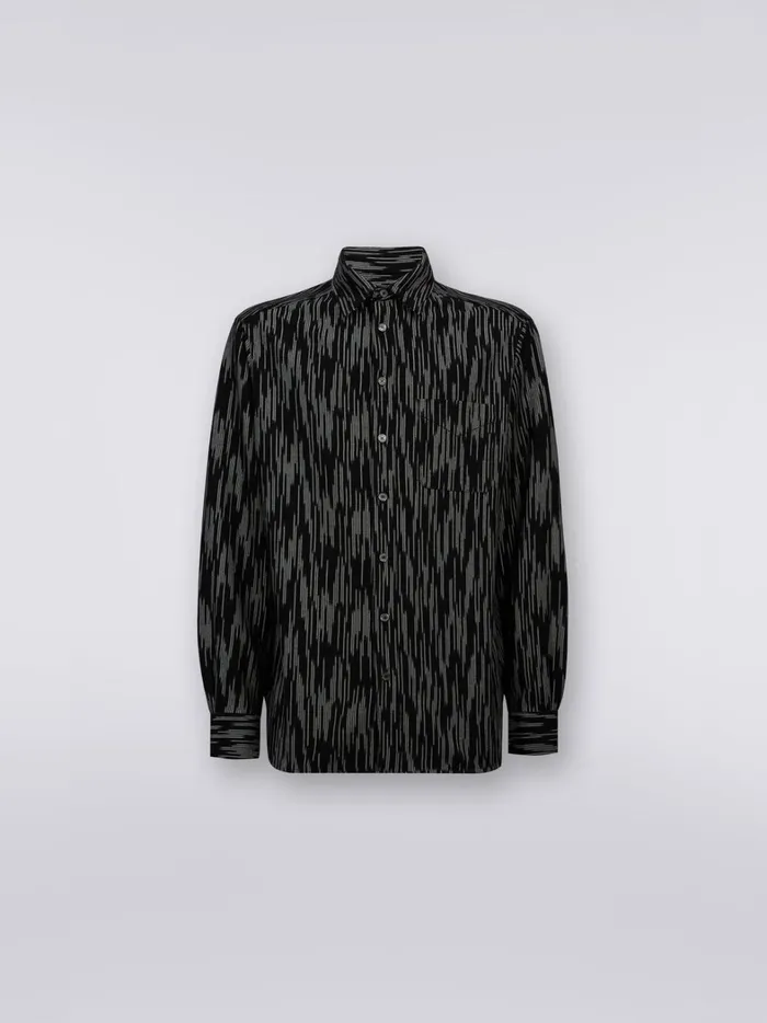 Cotton And Viscose Slub Shirt Black and White Men Missoni Shirts