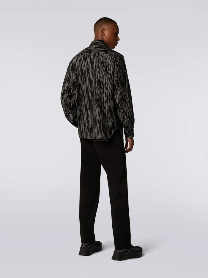 Cotton And Viscose Slub Shirt Black and White Men Missoni Shirts Cotton And Viscose Slub Shirt Black and White Men Missoni Shirts