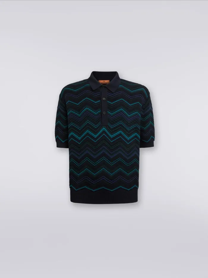 Cotton Blend Chevron ShortSleeved Polo Shirt Multicoloured Men Missoni Polos and Tshirts Cotton Blend Chevron ShortSleeved Polo Shirt Multicoloured Men Missoni Polos and Tshirts